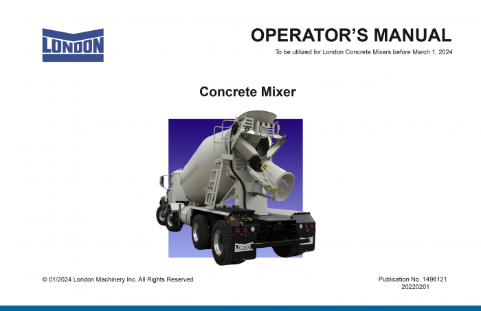 Operator's Manual London Concrete Mixers Before March 2024